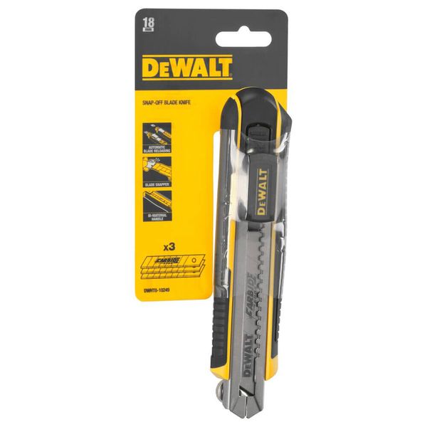 Ніж SLIDER – CARTRIDGE з лезом шириною 18 мм з сегментами, що відламуються DeWALT DWHT0-10249 DWHT0-10249 фото