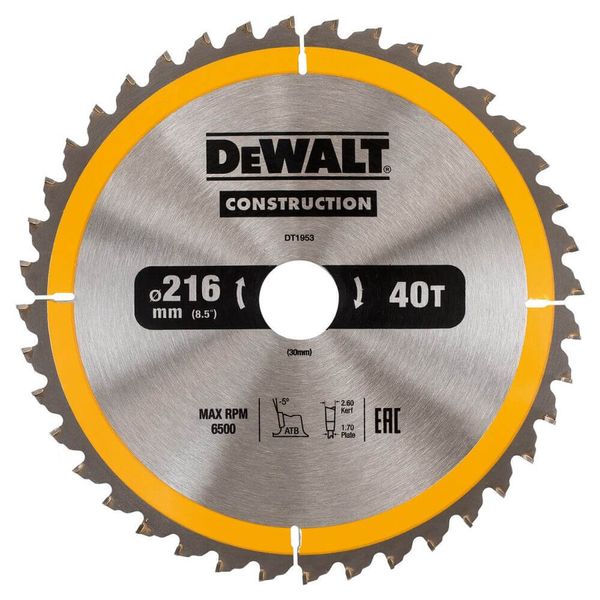 Диск пильний СONSTRUCTION DeWALT DT1953 DT1953 фото