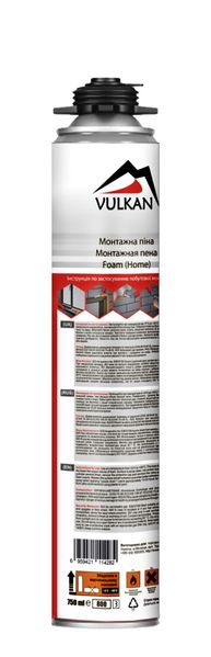 VULKAN Піна монтаж. ручна +5+30° 750мл (вихід 60л) Home 67233 фото